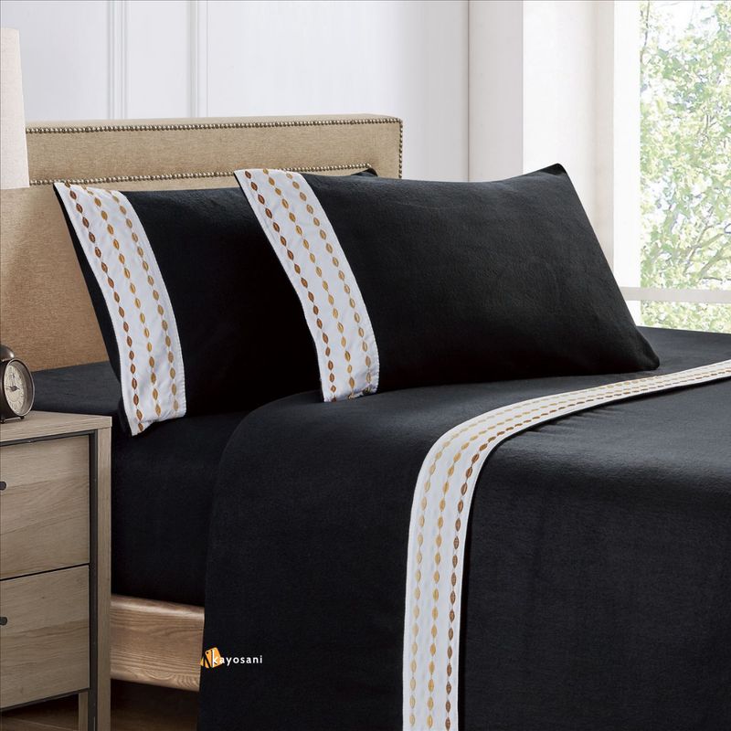 CASATEX - Set de Sabanas Polar Bordada Ultra Suave de 4 Piezas 2 Plazas