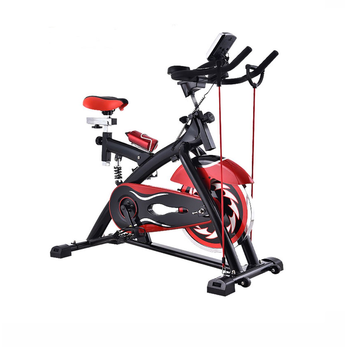 EVERBEST - Bicicleta Spinning Con Ligas y Amortiguador Volante 15Kg