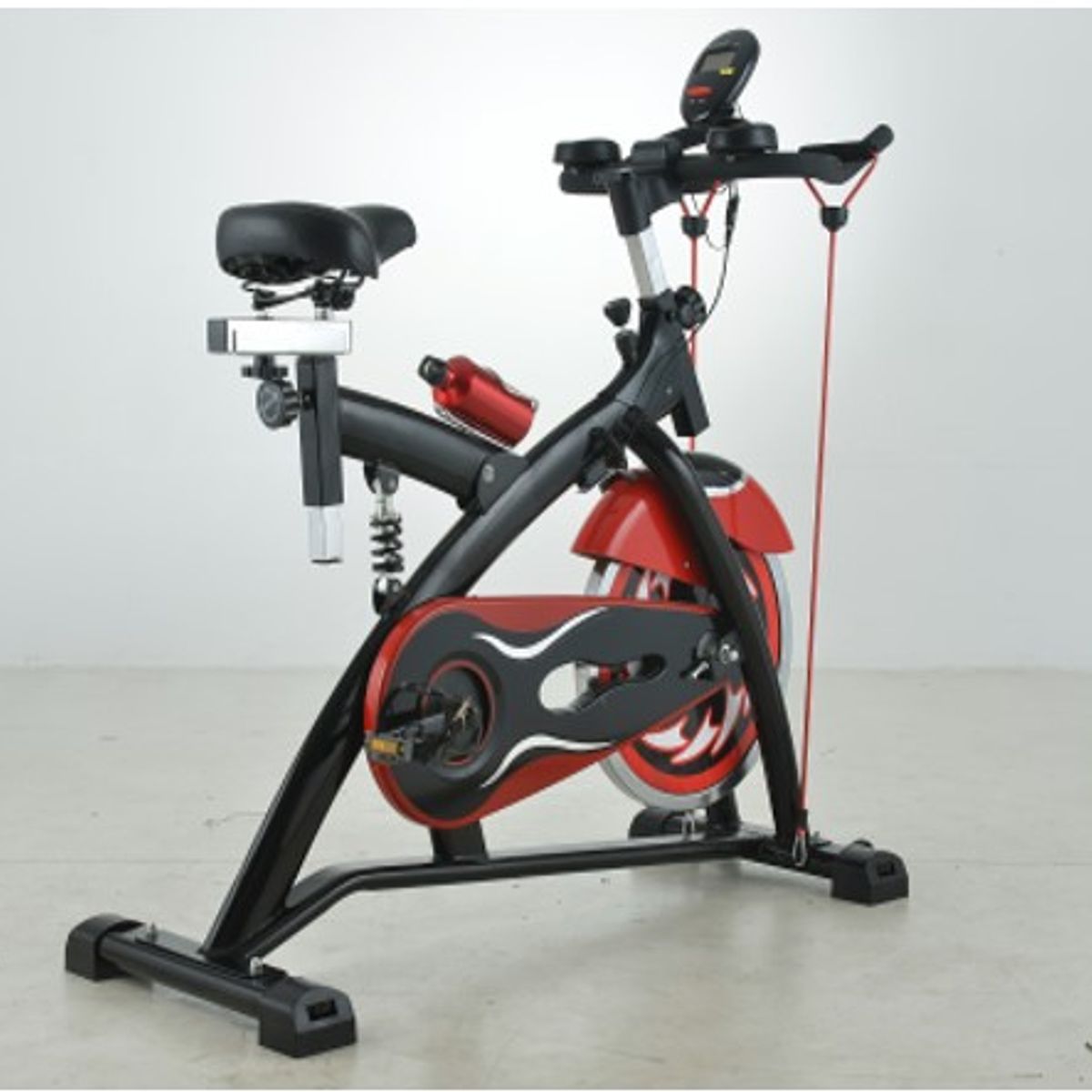 EVERBEST - Bicicleta Spinning Con Ligas y Amortiguador Volante 15Kg
