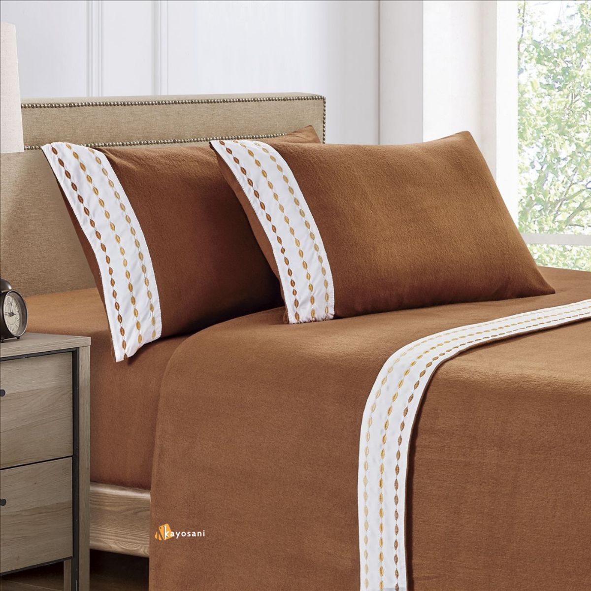 CASATEX - Set de Sabanas Polar Bordada Ultra Suave de 4 Piezas 2 Plazas