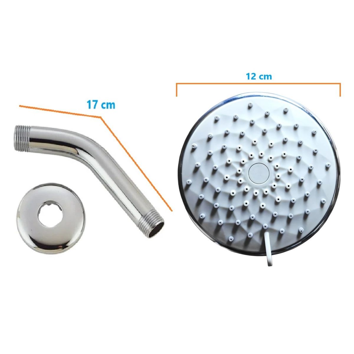 C&A - Cabeza de Ducha Cromada Redonda 3 Funciones mod FLOR