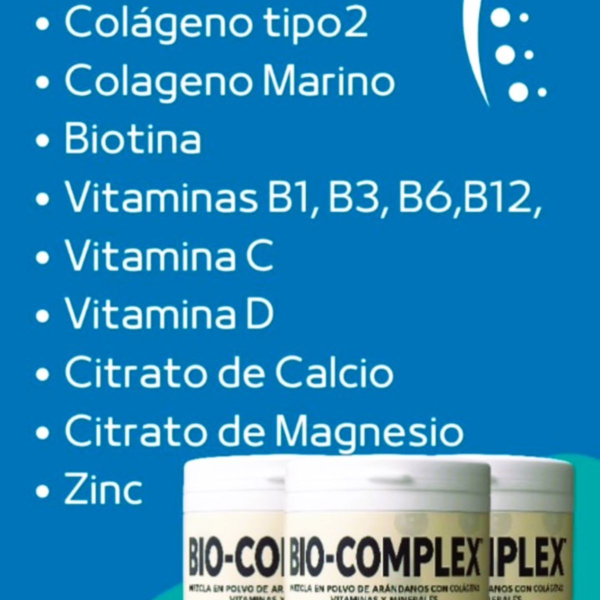 GENERICO - Colageno Bio-complex formula que mezcla 3 tipos de colágenos enriquecido con vitaminas y minerales