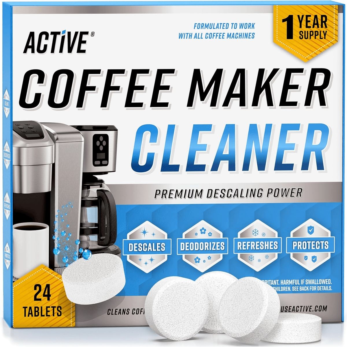 Tabletas Descalcificadoras para Cafetera Calidad A1, marca ACTIVE - Foto Principal