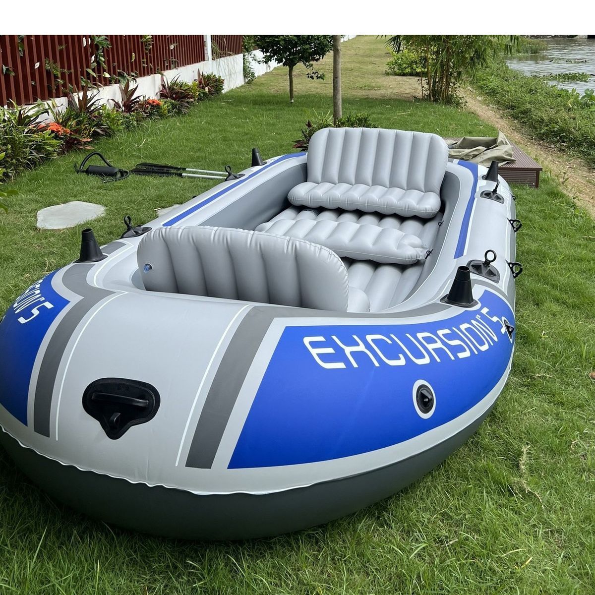 GENERICO - Bote Inflable Excursion 5 Motor De Arrastre 12v  Kit Intex