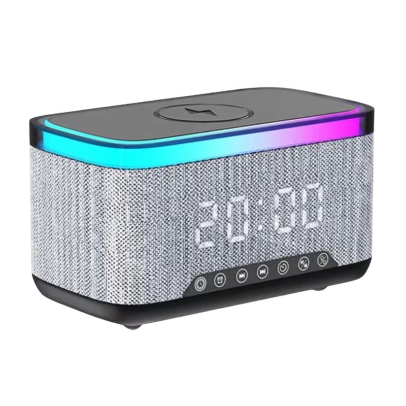 GENERICO - Cargador Inalambrico Reloj Despertador con Radio Parlante Bluetooth