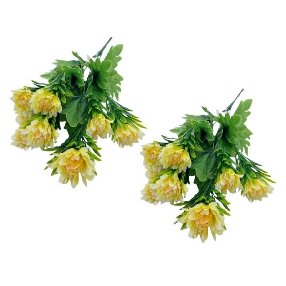FLORIPA - Set de 2 Bouquets De Crisantemo Con Follaje BG308006-AM FLORIPASTORE