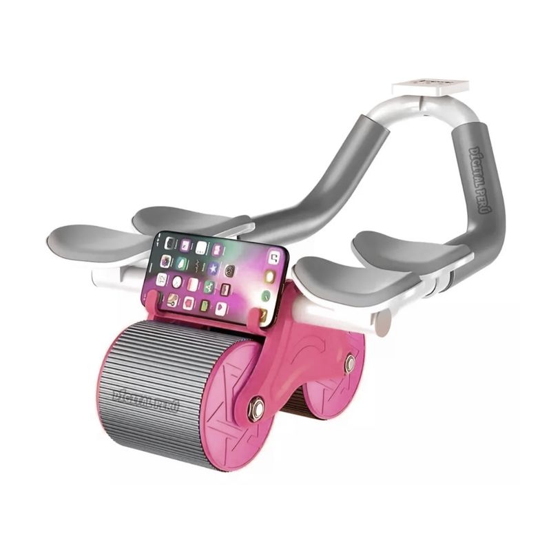 GENERICO - Rueda Abdominal Doble con Rebote + Temporizador Color Rosado