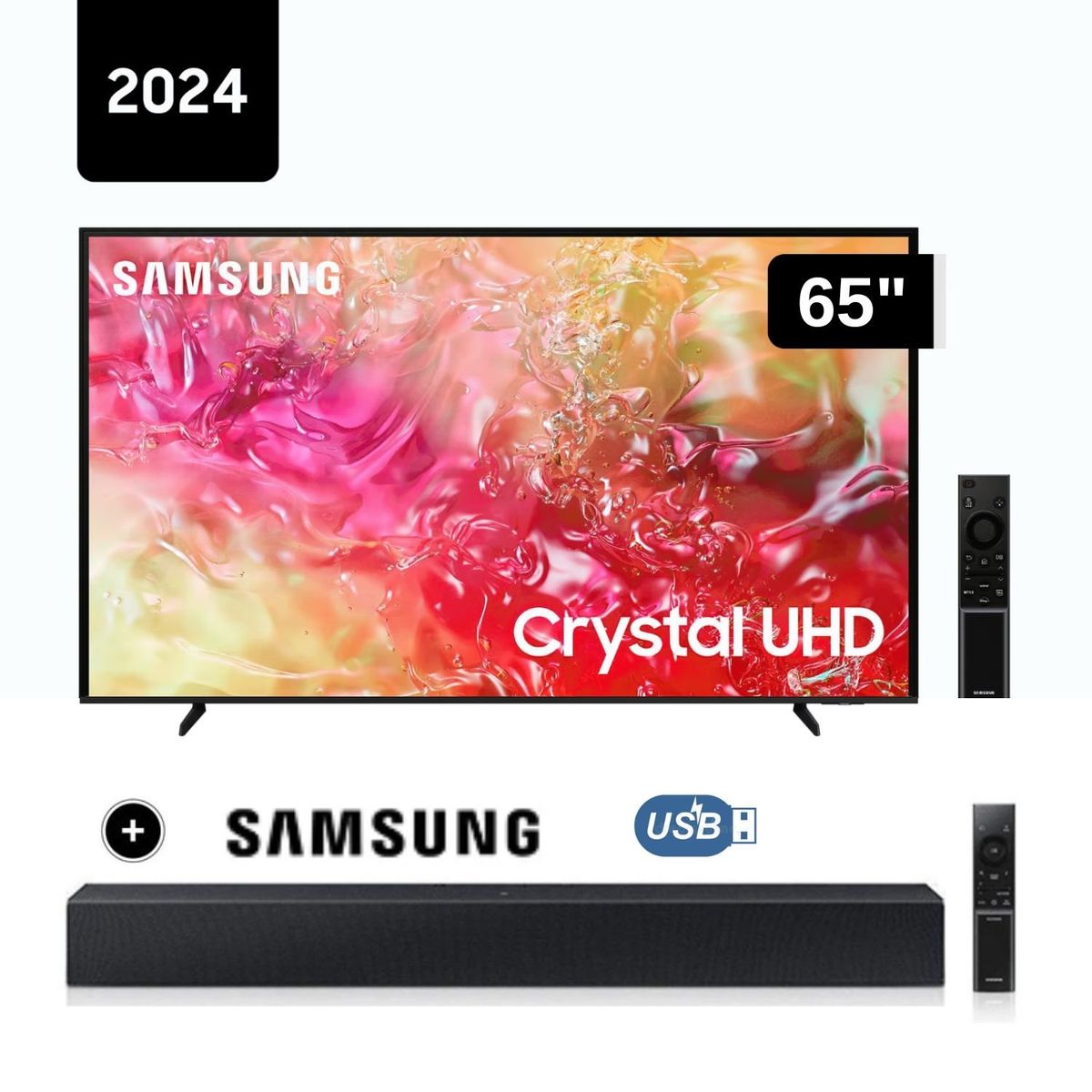 SAMSUNG - Televisor Samsung LED 65'' Crystal UHD 4K  65DU7000 Tizen OS Smart TV + Soundbar HW C400