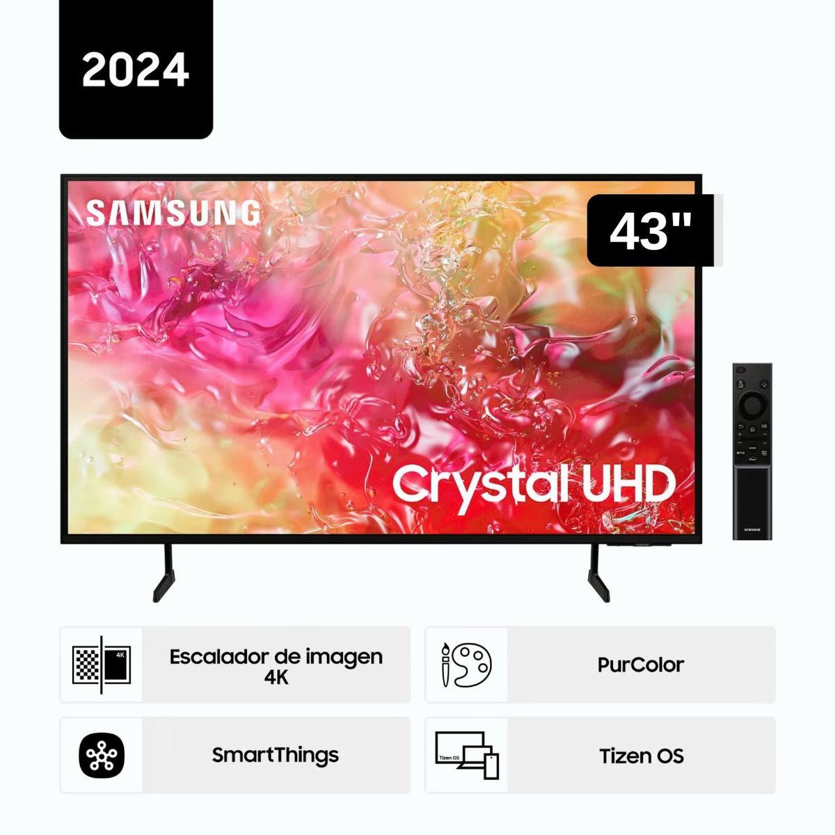 SAMSUNG - Televisor Samsung LED 43'' Crystal UHD 4K UN43DU7000GXPE Tizen OS Smart TV - Nuevo 2024