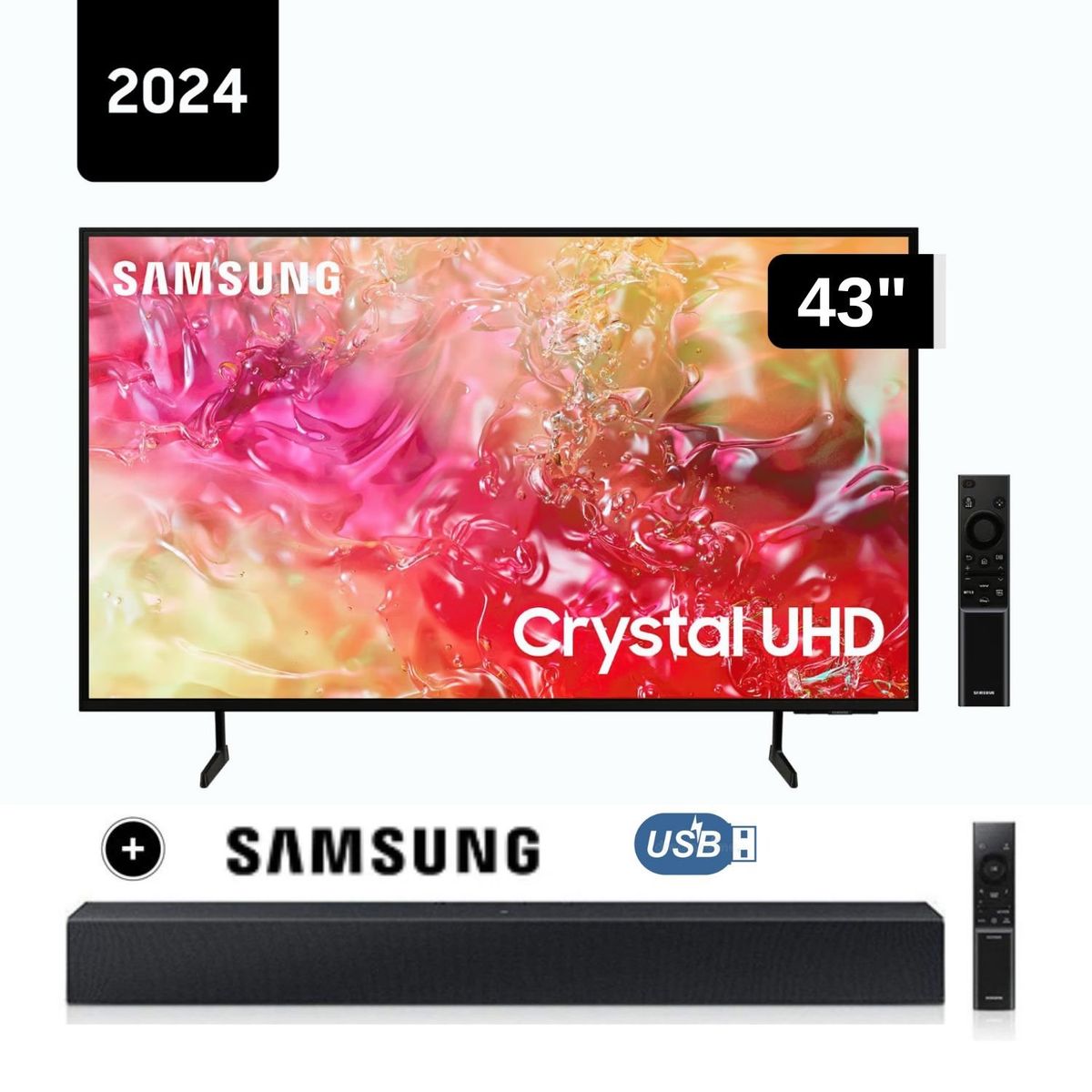 SAMSUNG - Televisor Samsung LED 43'' Crystal UHD 4K  43DU7000 Tizen OS Smart TV + Soundbar HW C400