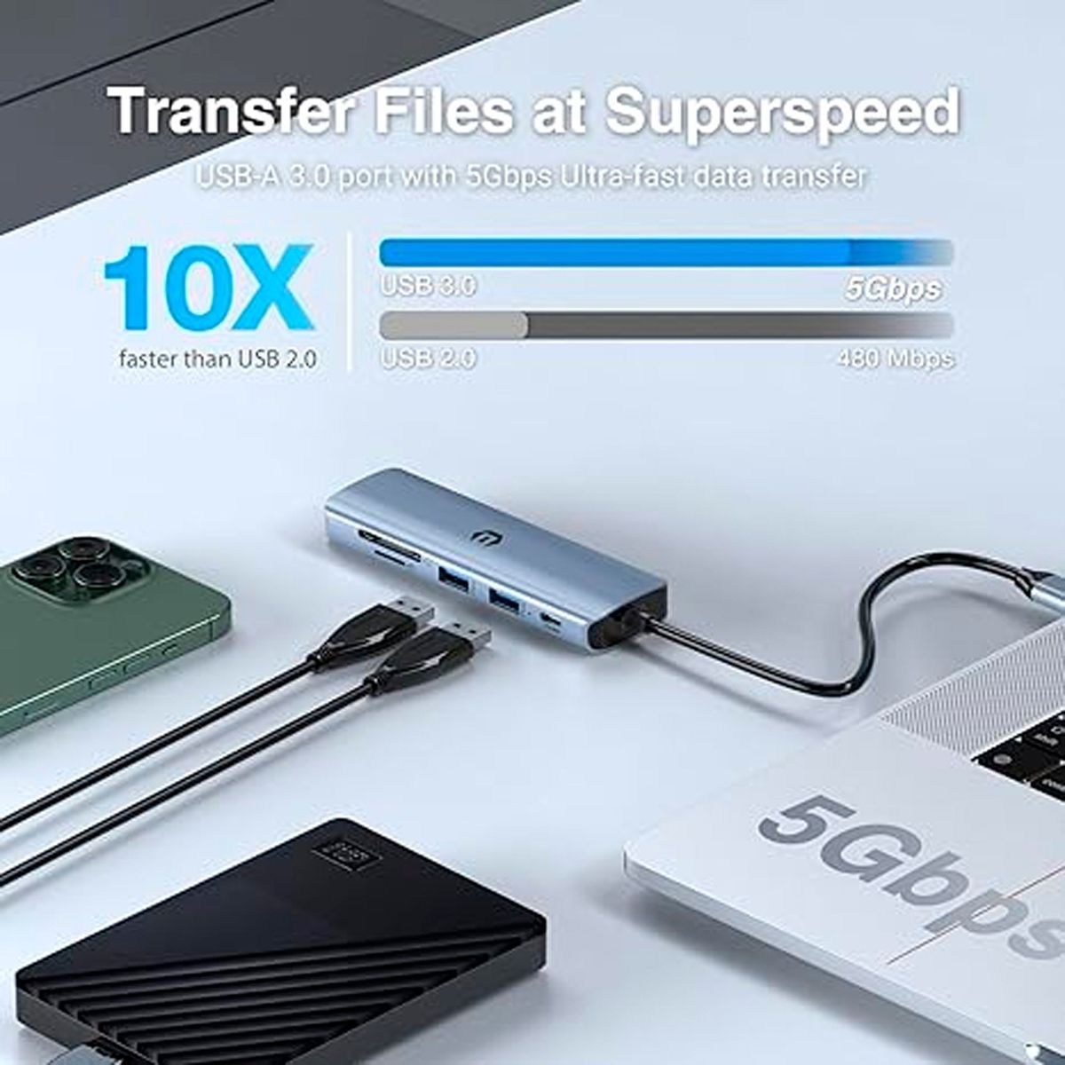 GENERICO - Hub Adaptador Tipo C 6 en 1