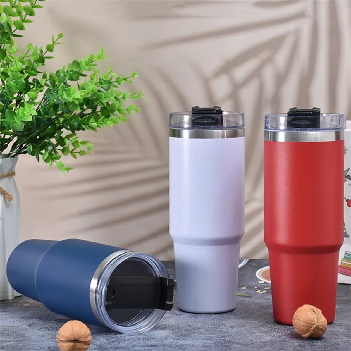 GENERICO - Mug Tumbler Vaso termico 900 ml Rojo Acero inoxidable