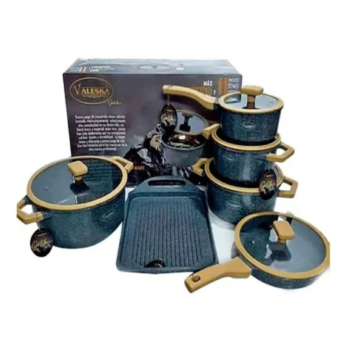 VALESKA - Set De Ollas Valeska 11pcs Vl-11ST Roca Volcánica