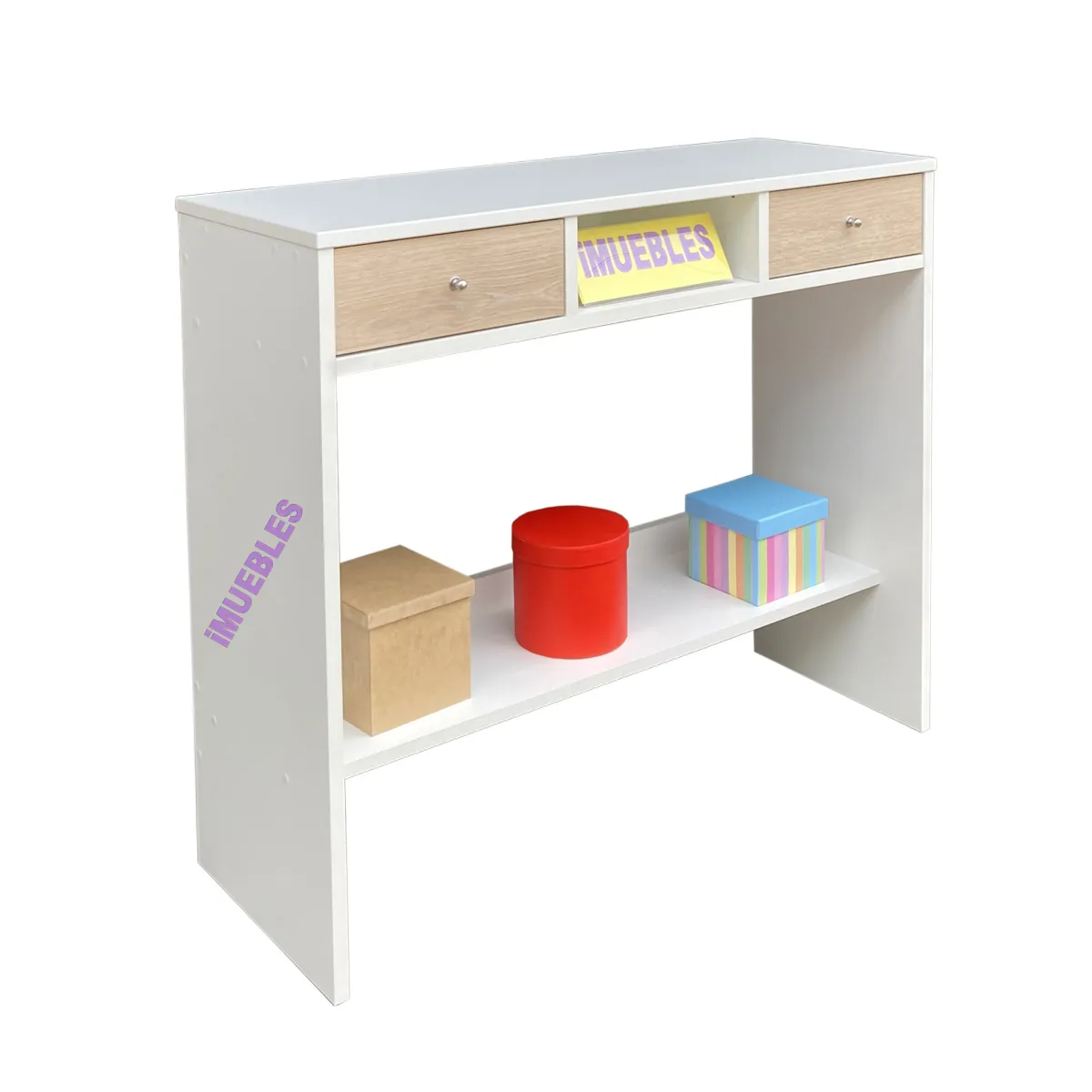 TEMEL - Consola Recibidor MAUVE Blanco Damasco Melamina de 18MM