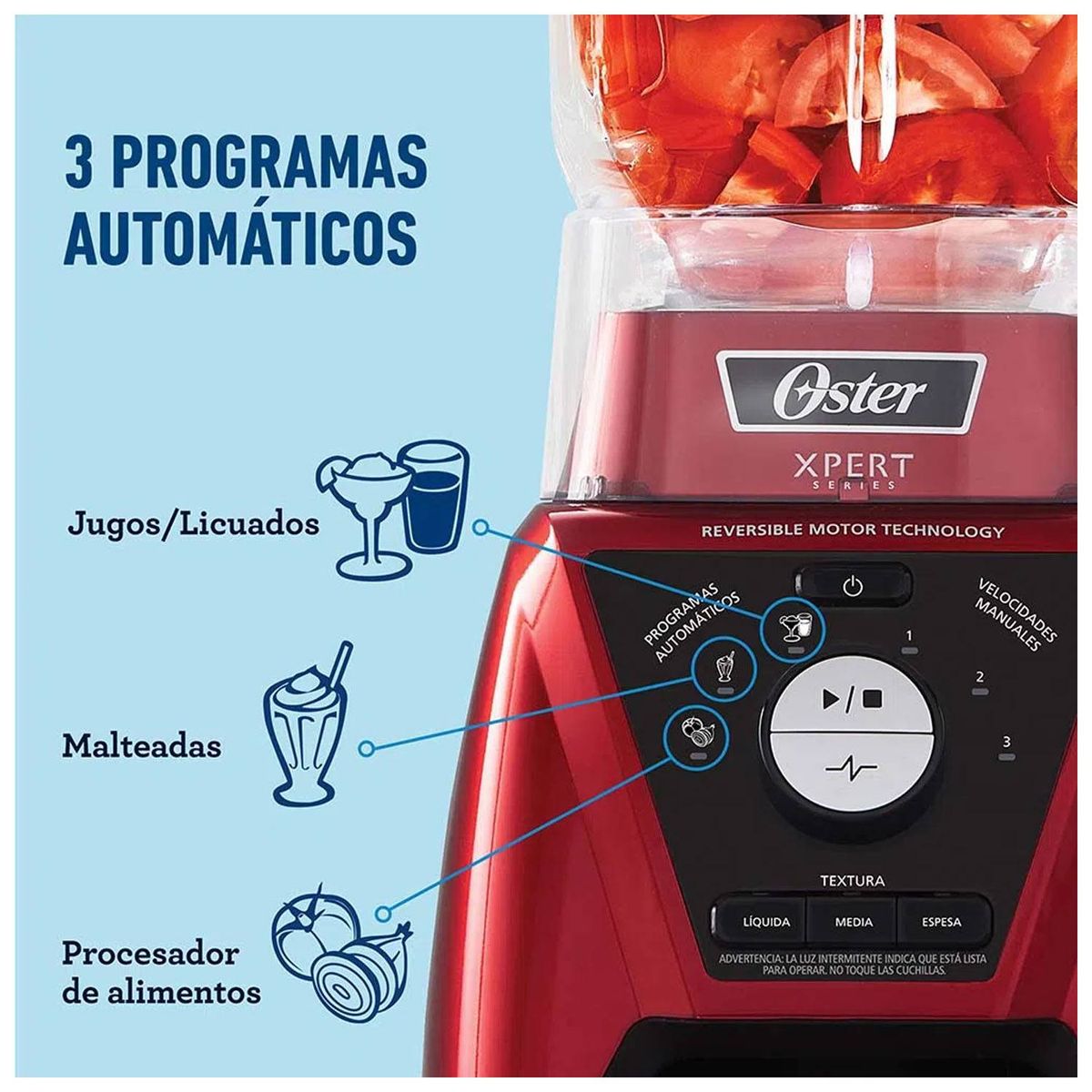OSTER - Licuadora Xpert Oster®con control de textura BLST3B RPG Roja