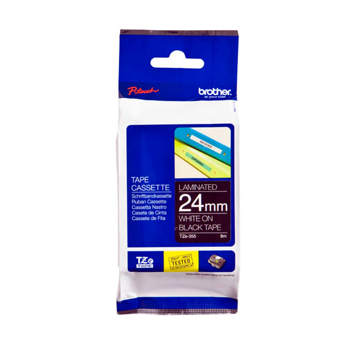 BROTHER - CINTA BROTHER TZE-355 BLANCO SOBRE NEGRO P/N: TZE355