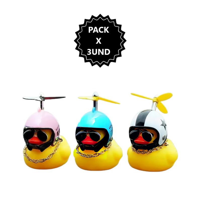 GENERICO - 3 Patos de goma con lentes y casco - diseño aleatorio