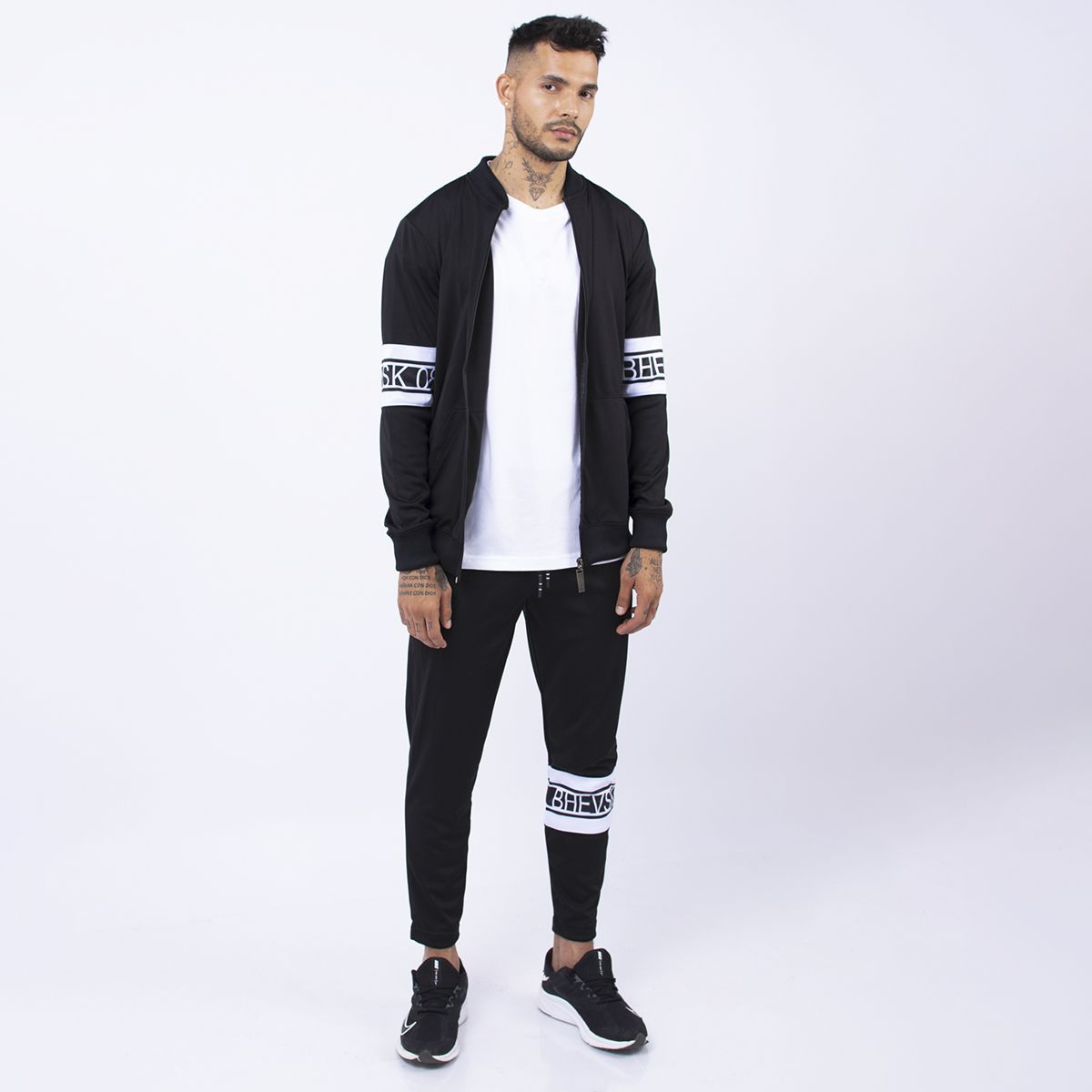 BHEVSK - Casaca deportiva con cierre negra workout