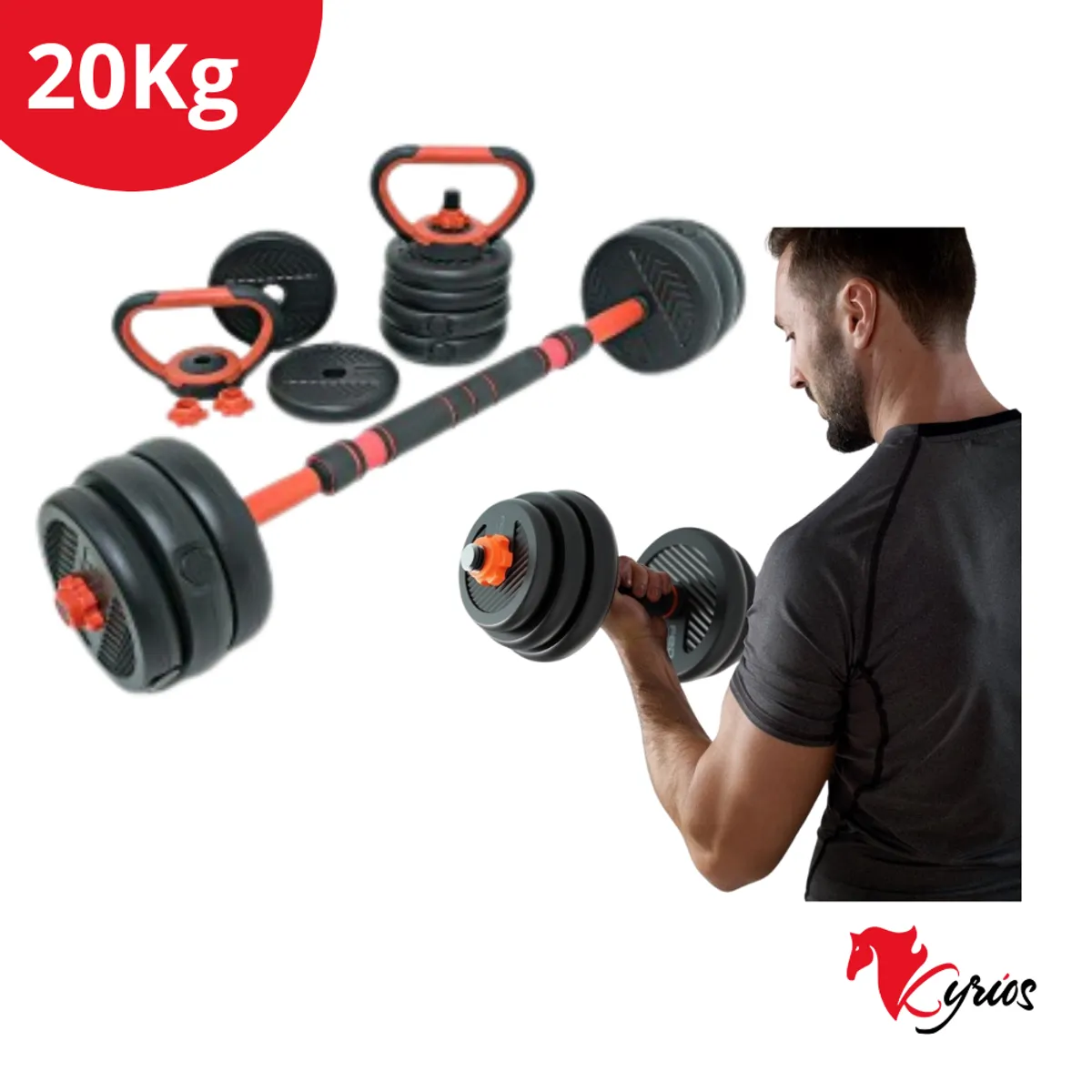 GENERICO - Set De Mancuernas 20Kilos Convertibles