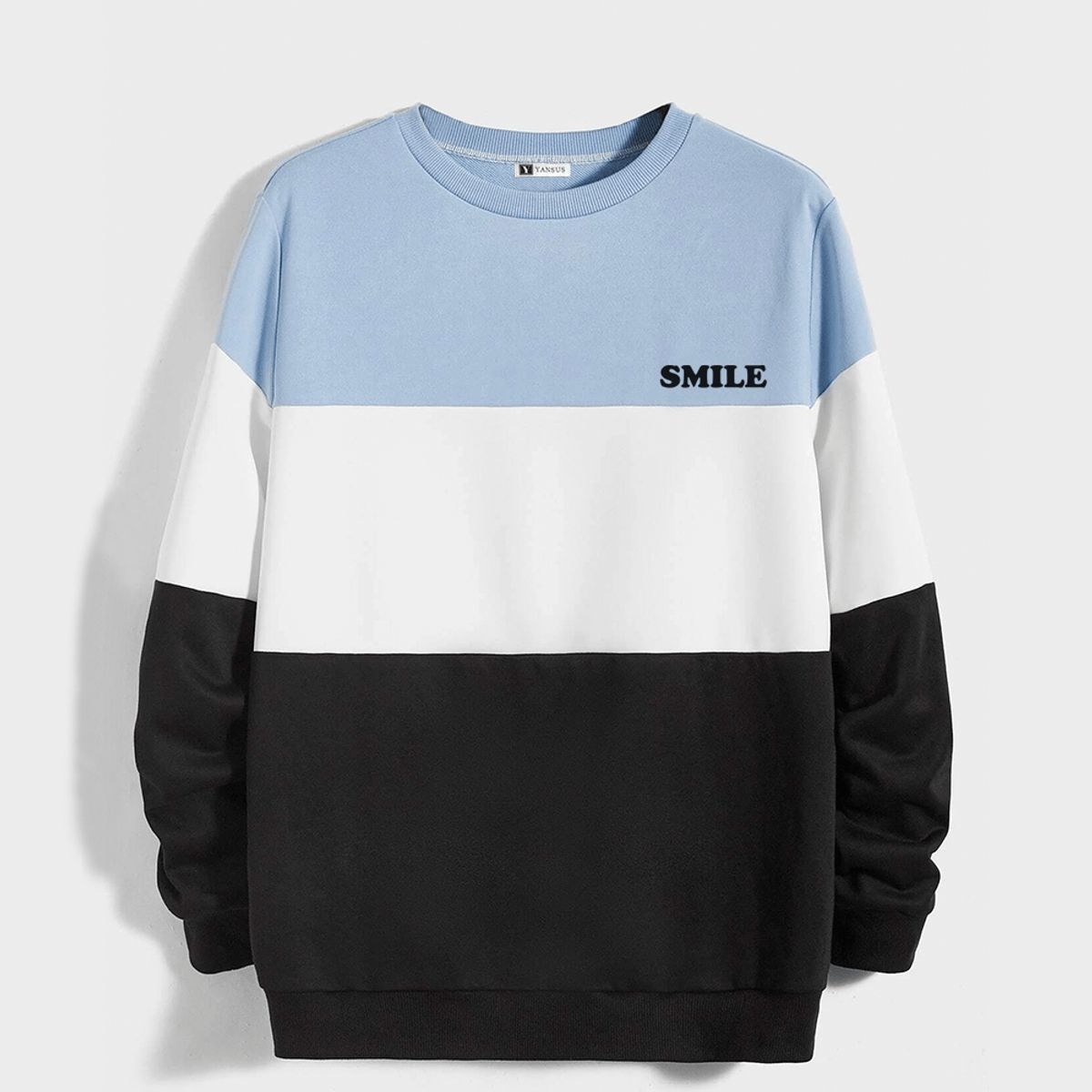 YANSUS - Polera Hombre Yansus Tricolor Celeste Negro Blanco