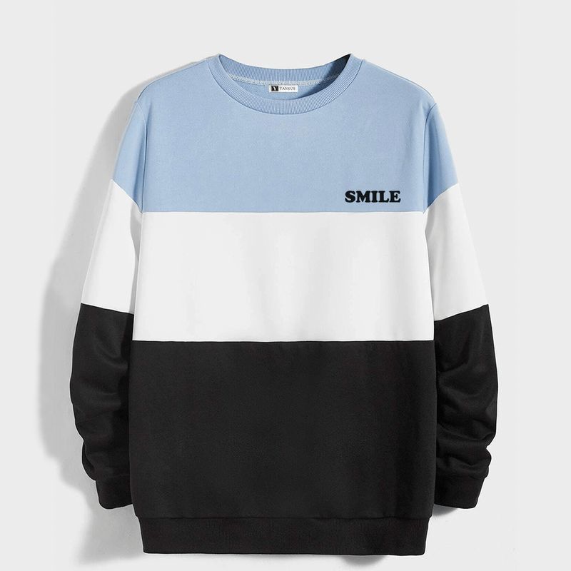 YANSUS - Polera Hombre Yansus Tricolor Celeste Negro Blanco