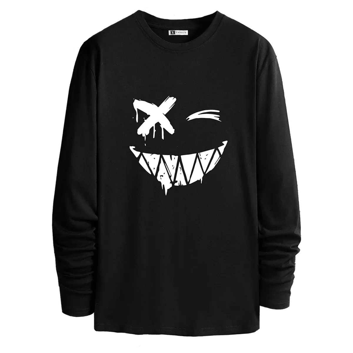 YANSUS - Polera Hombre Yansus Negro Estampado Cara Dibujos Animados