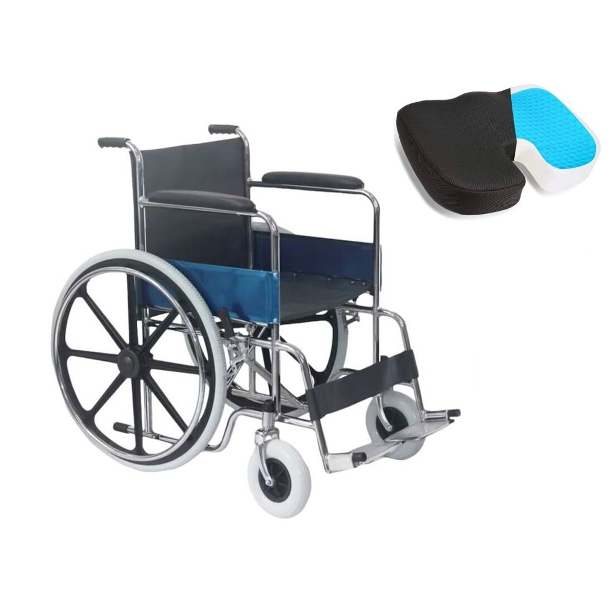 OEM - SILLA DE RUEDAS CROMADA STANDAR + COJIN