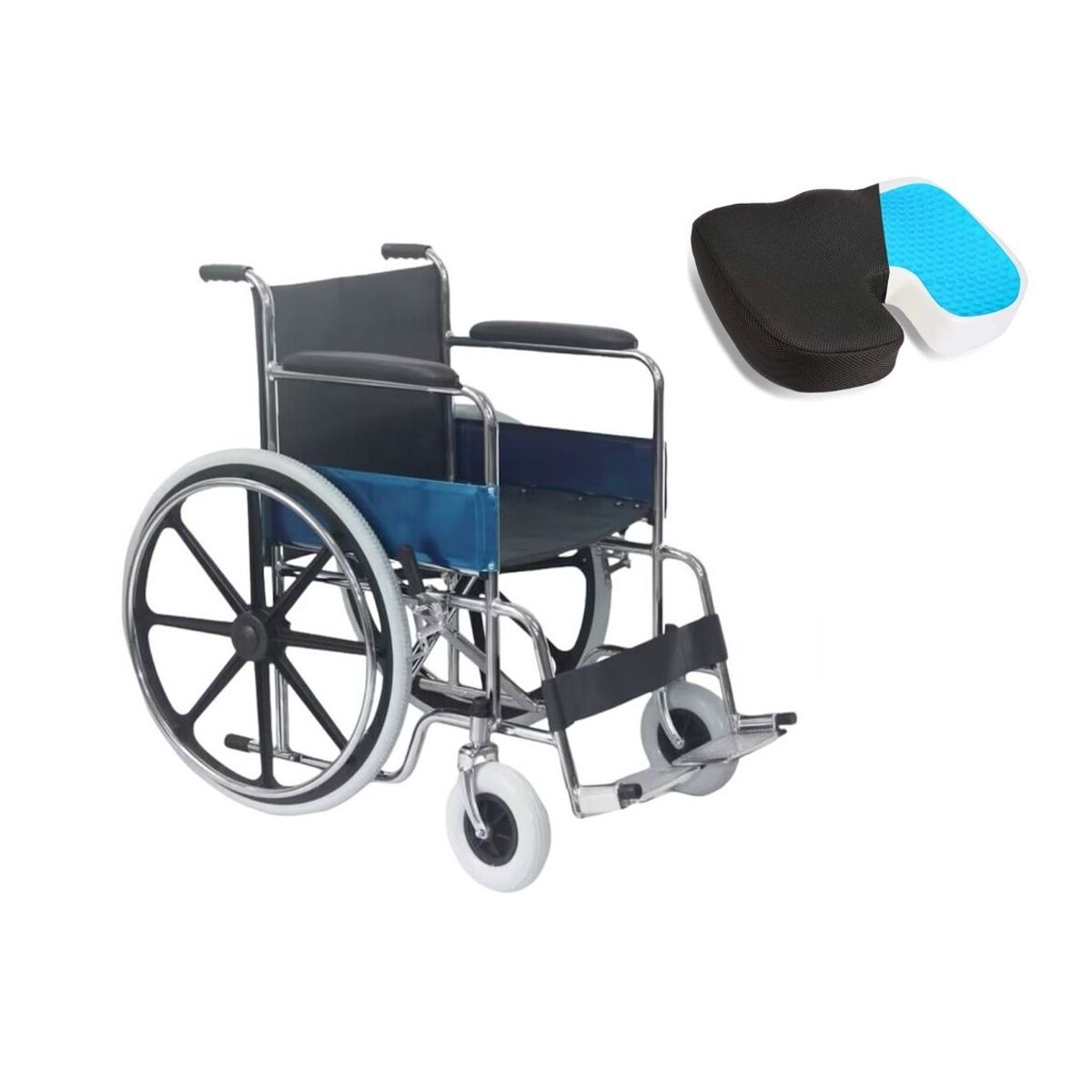 OEM - SILLA DE RUEDAS CROMADA STANDAR + COJIN