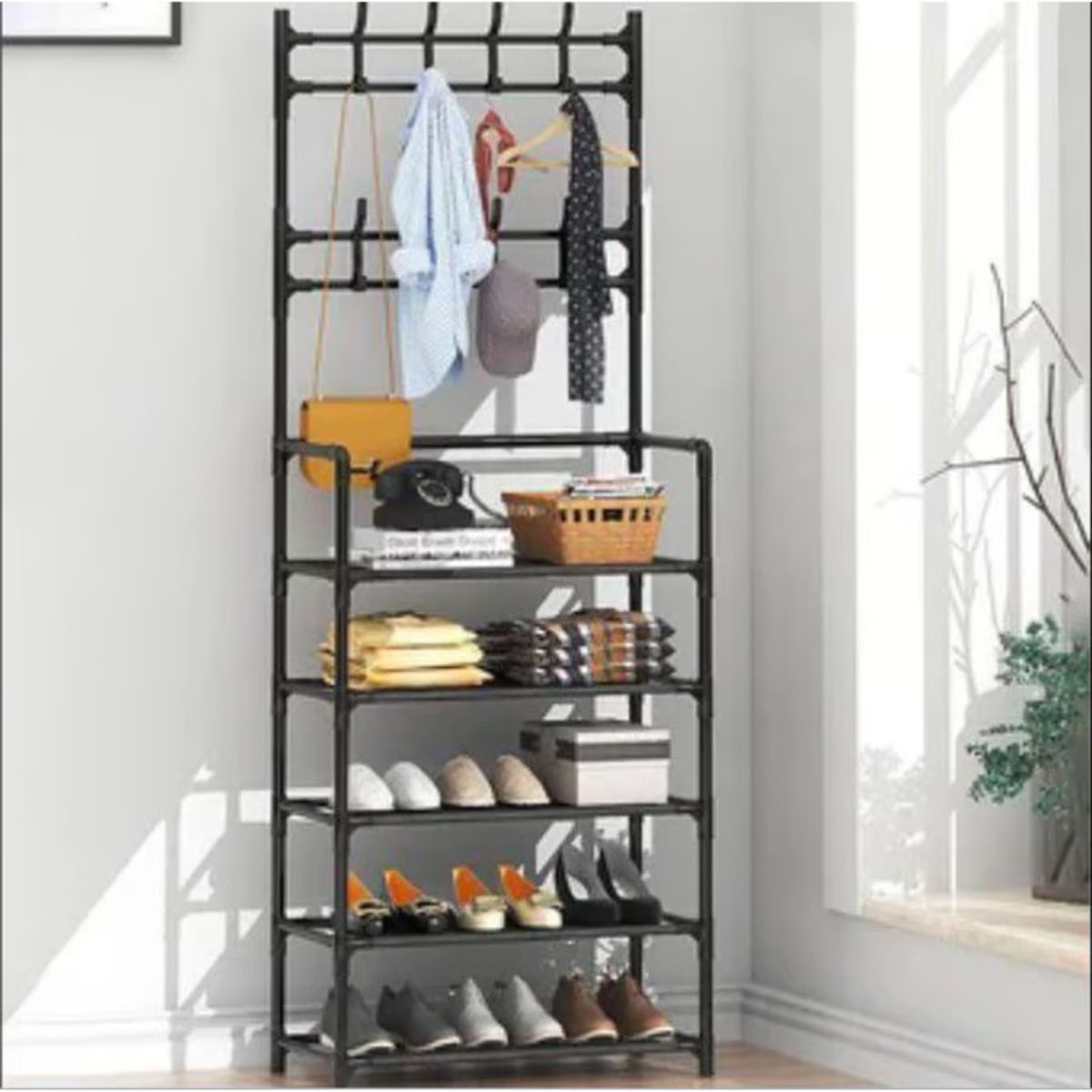 OEM - Zapatera Organizador de Ropa Calzado de 5 Niveles Negro