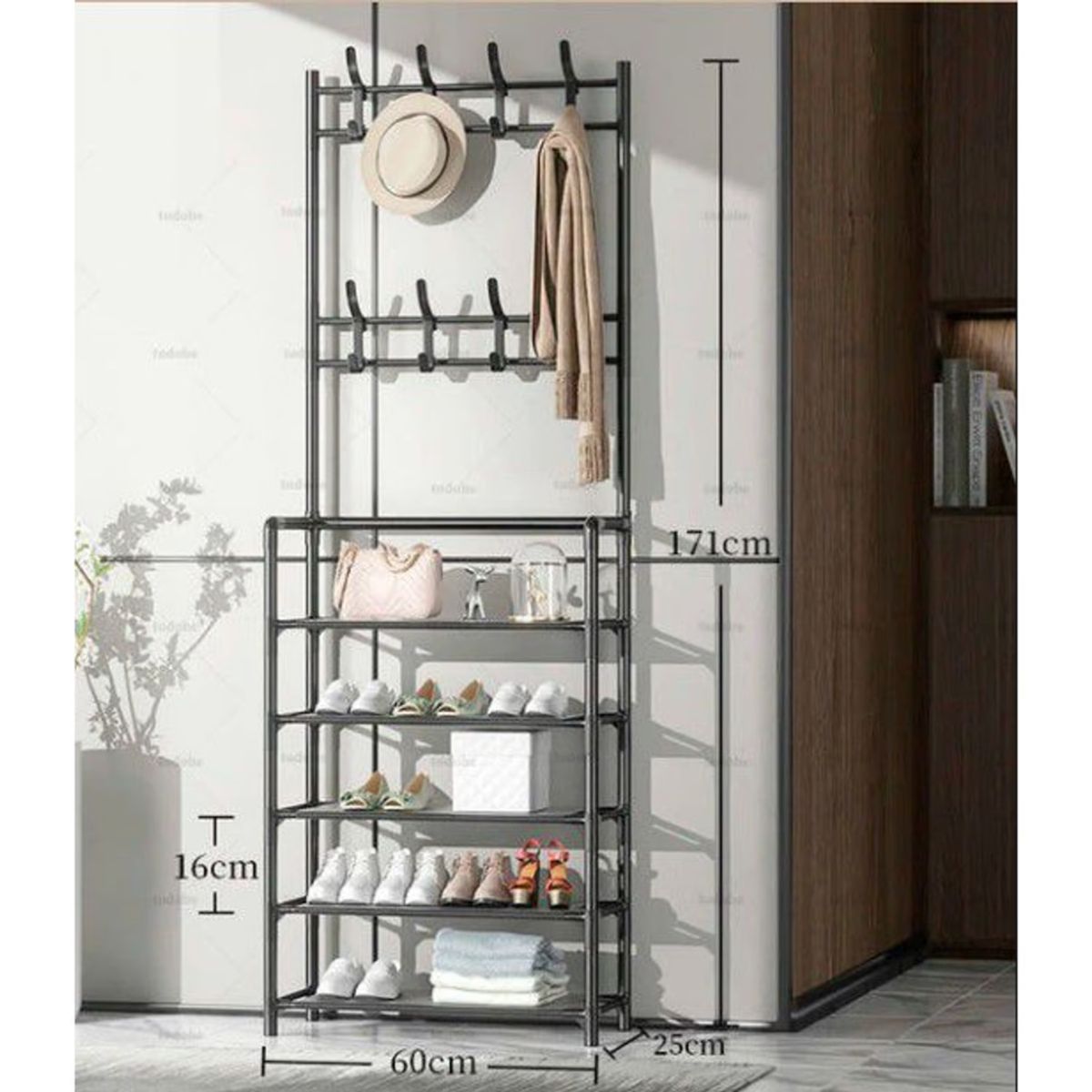 OEM - Zapatera Organizador de Ropa Calzado de 5 Niveles Negro