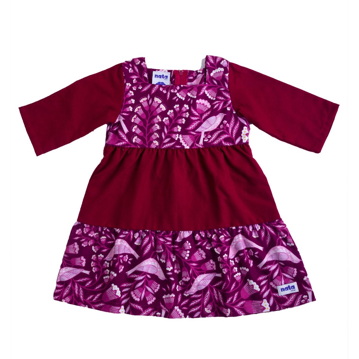 NATA COTON - VESTIDO ALGODÓN FRANELA  ROJO PURPURA