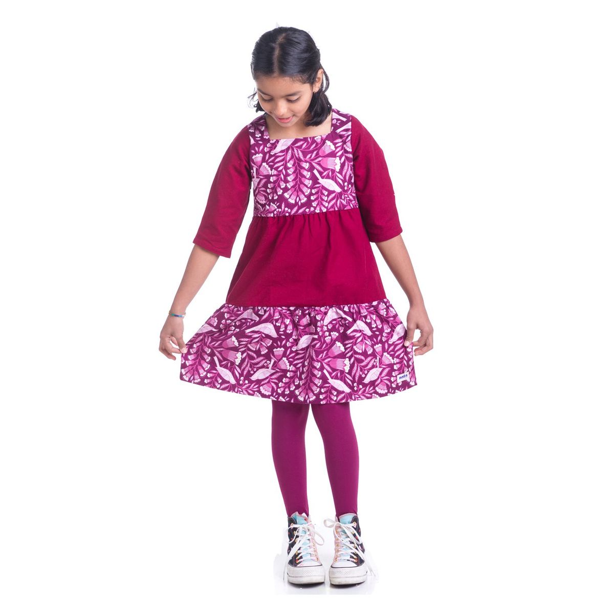 NATA COTON - VESTIDO ALGODÓN FRANELA  ROJO PURPURA