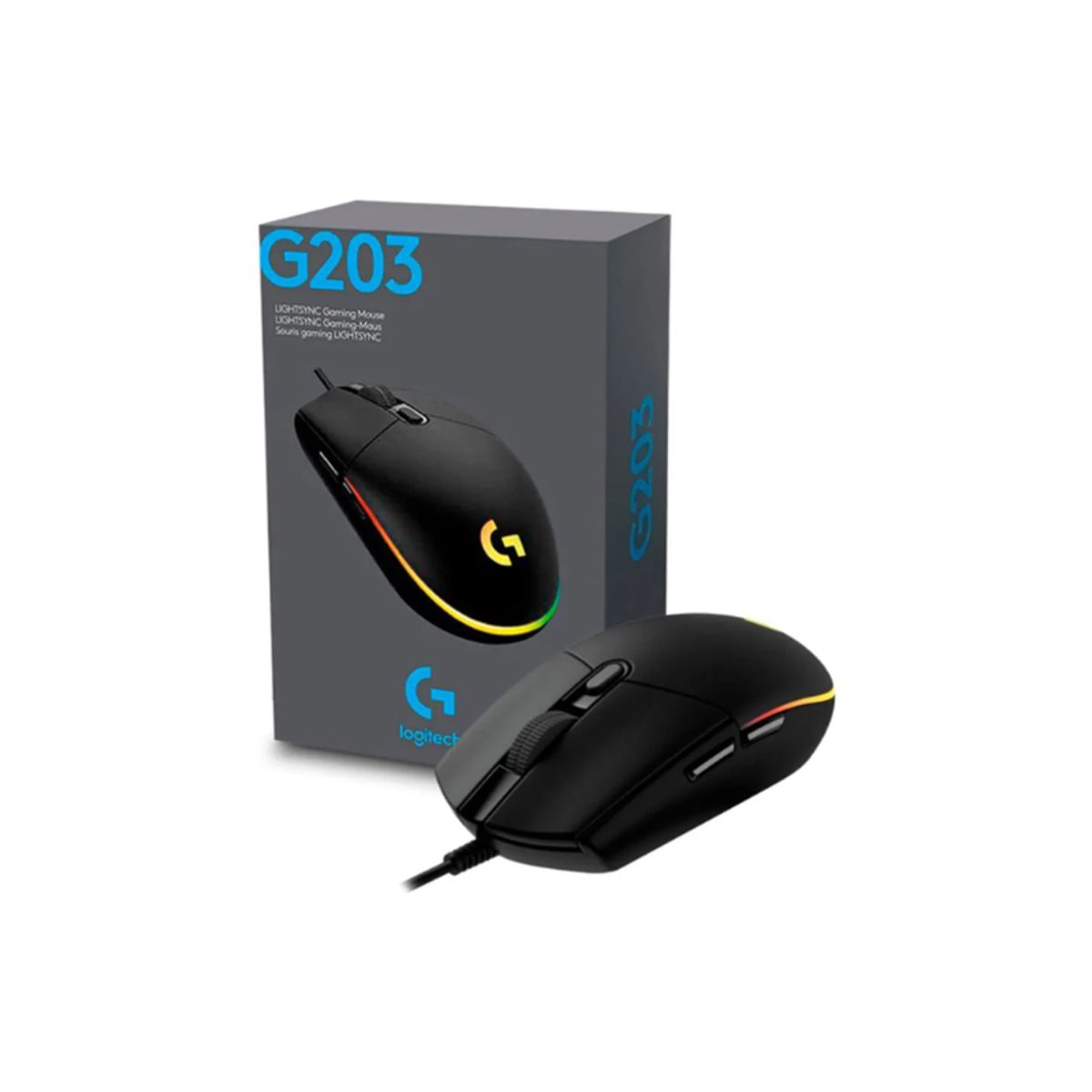 LOGITECH - Mouse Gamer Logitech G203 Rgb Lightsync 8000 Dpi Negro