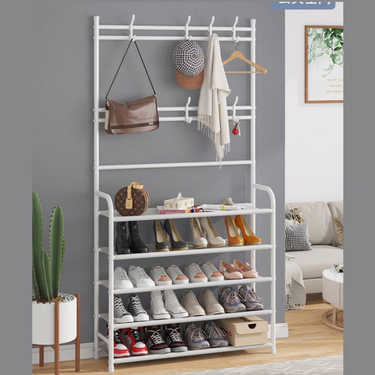 OEM - Zapatera Organizador de Ropa Calzado de 5 Niveles Blanco