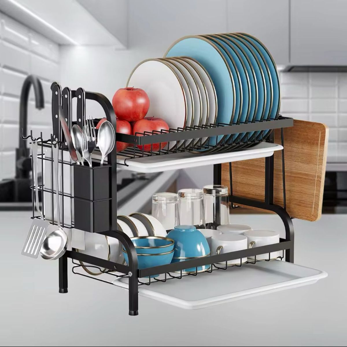 GENERICO - MINI RACK - ESCURRIDOR DE PLATOS 2 NIVELES 