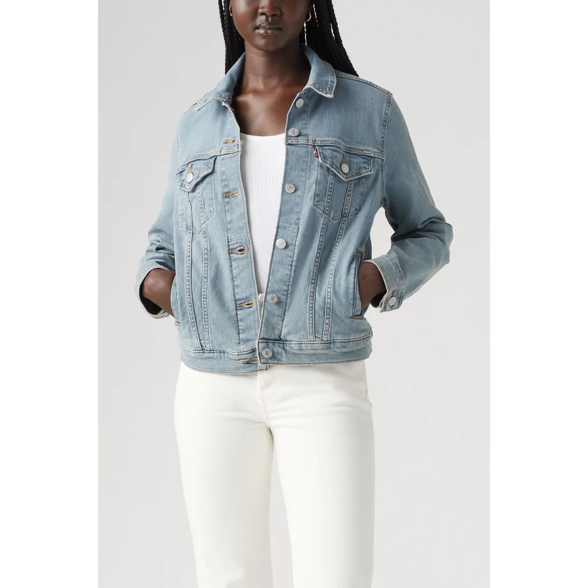 LEVIS - Casaca Mujer Lisa Botones Azul Levis