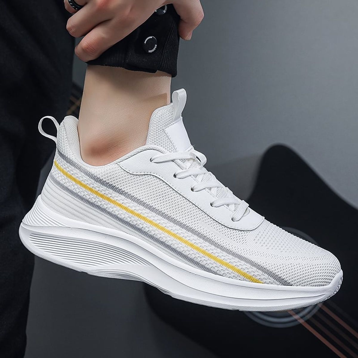 SHANDIAN - Zapatillas Running Hombre Blanco