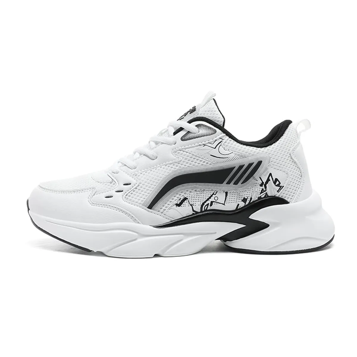 SHANDIAN - Zapatillas Running Plataforma Hombre Blanco