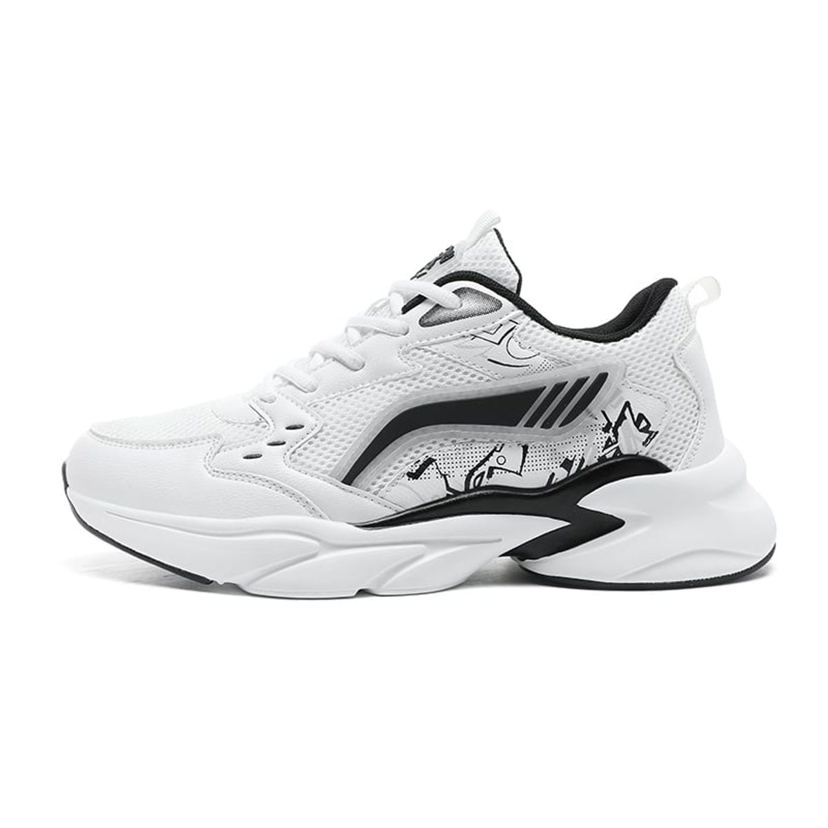 SHANDIAN - Zapatillas Running Plataforma Hombre Blanco