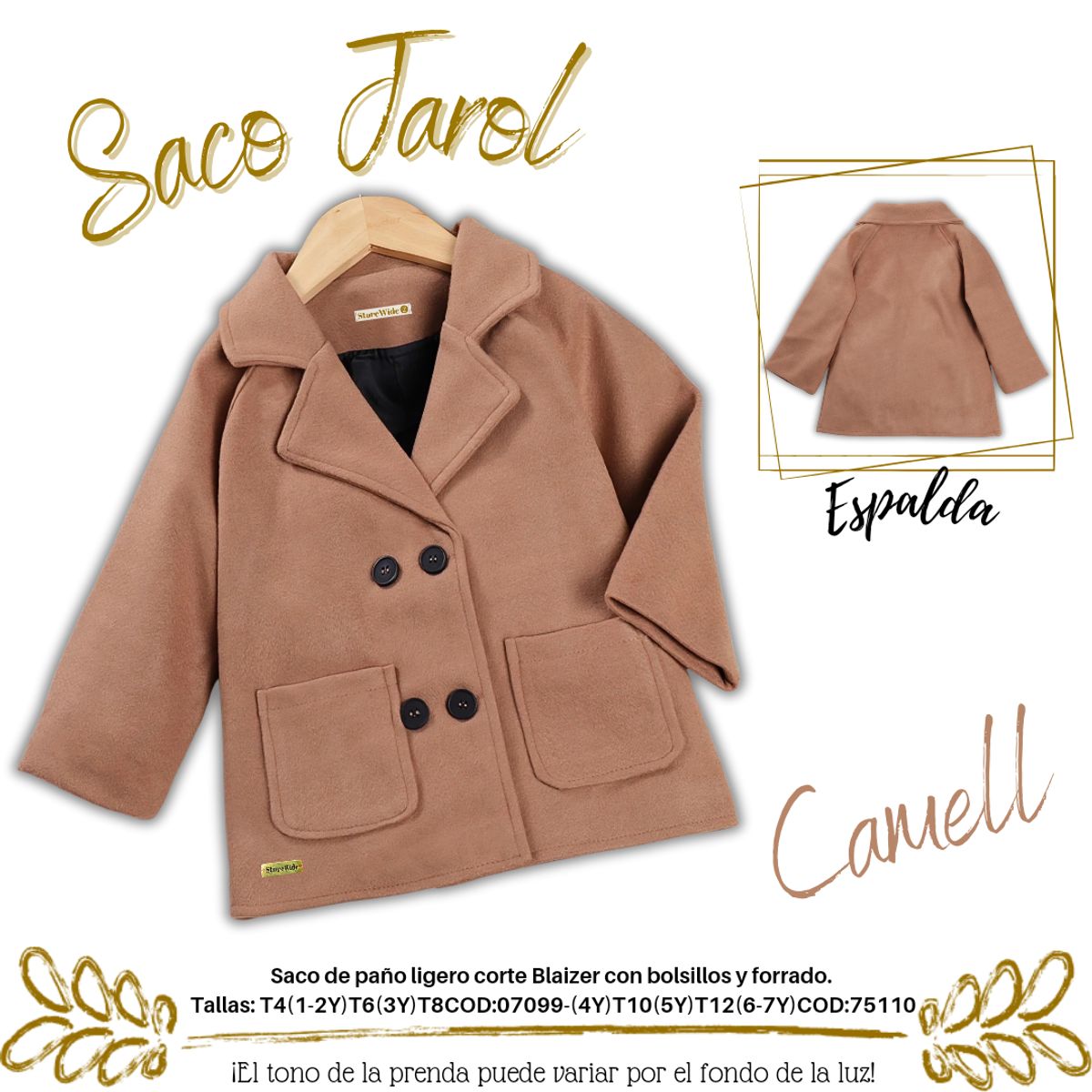 GENERICO - Saco en Paño ligero corte blizer