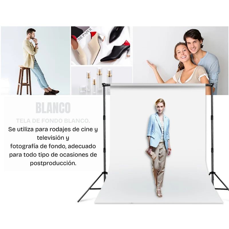 GENERICO - FONDO DE TELA MUSELINA 3X6 BLANCO PARA ESTUDIO FOTOGRAFICO