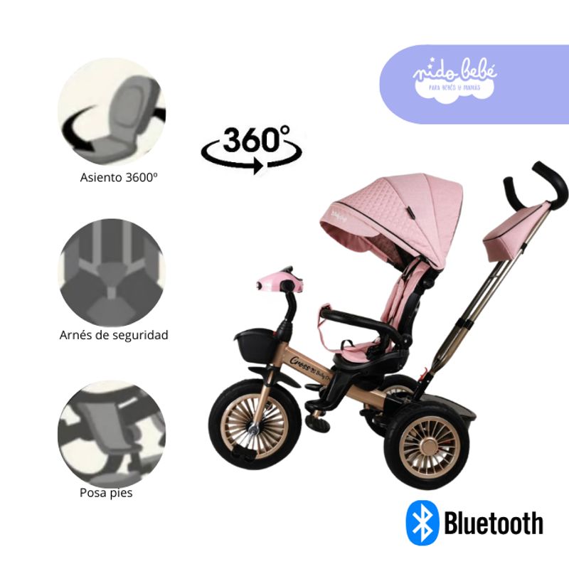 GENERICO - Triciclo con Bluetooth modelo Croos color Rosado