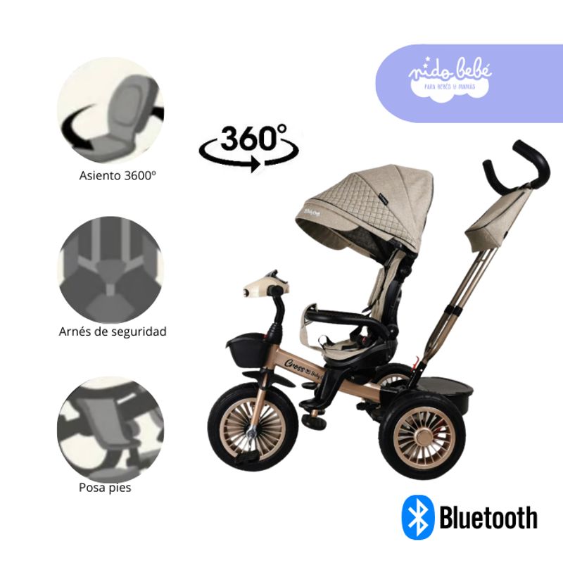 GENERICO - Triciclo con Bluetooth modelo Croos color Beige