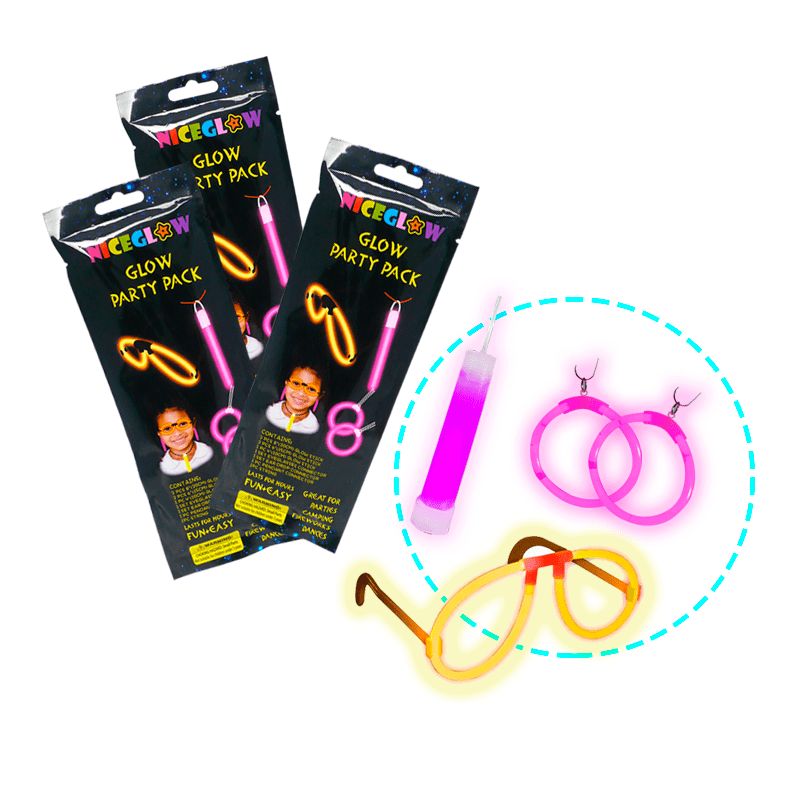 GENERICO - Pack (Lentes - Pendiente -Aretes) glow sticks 3 paquetes