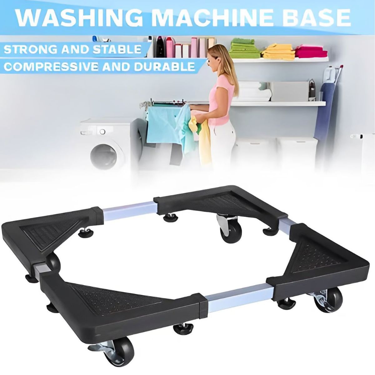 GENERICO - Soporte Base Metal Movible con Ruedas para Lavadora y Refrigeradora