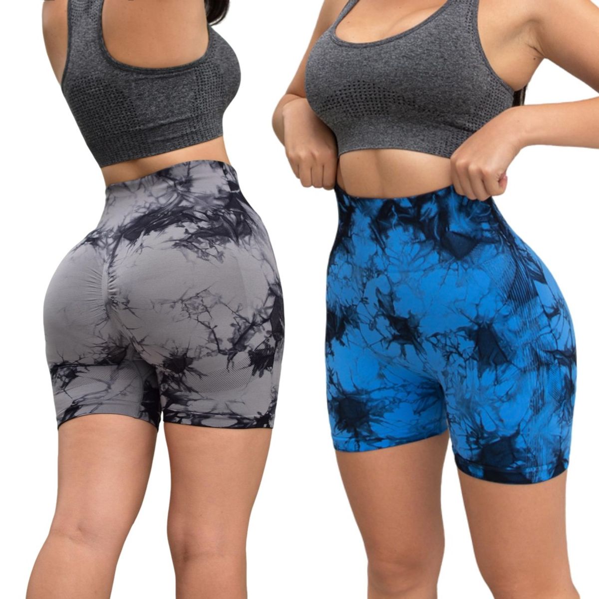 IGNIS GUARD SPORTSWEAR - PACK X2 SHORT TIE DYE CON EFECTO PUSH UP COLOR AZUL Y GRIS