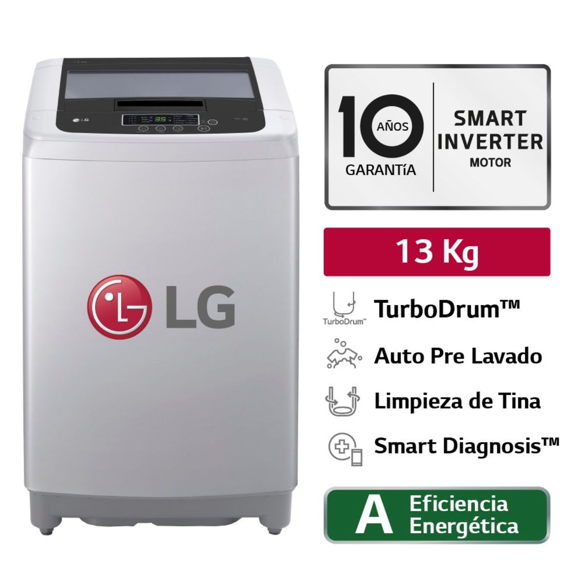 LG - Lavadora LG Carga Superior 13 Kg WT13DPBK Gris