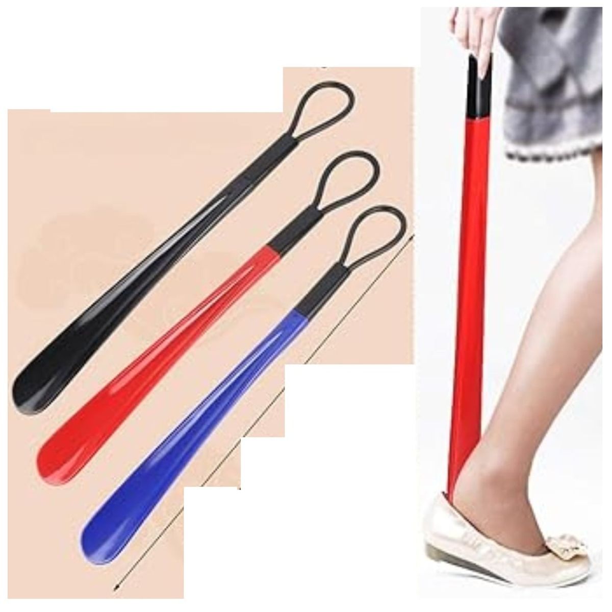 GENERICO - Calzador de Mango Largo ROJO 39 cm largo