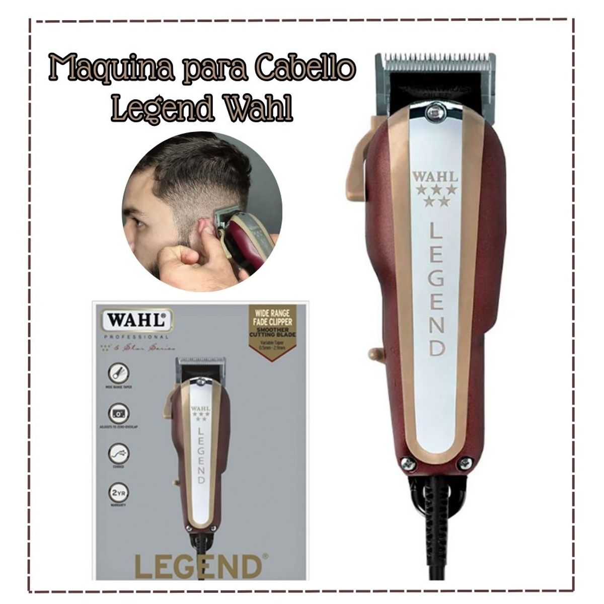 GENERICO - Maquina Wahl de Cortar Cabelllo Profesional Legend 08147-418