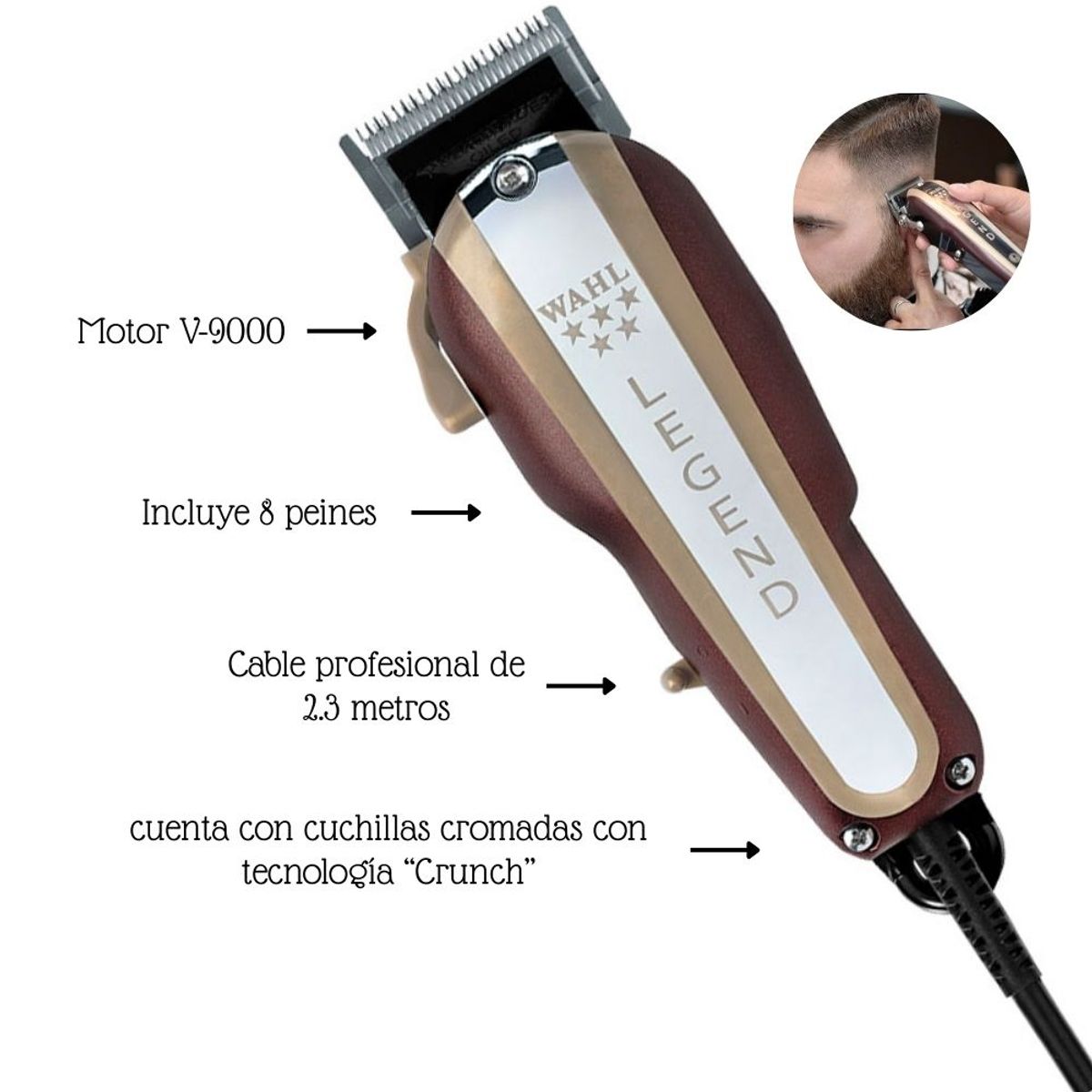 GENERICO - Maquina Wahl de Cortar Cabelllo Profesional Legend 08147-418